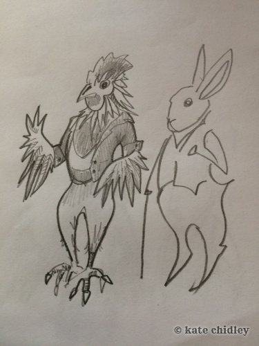 Hare and feathers